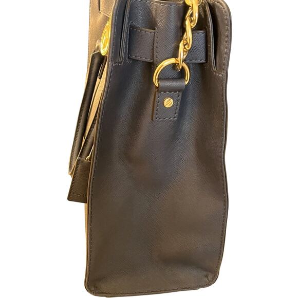 Michael Kors Hamilton Large Navy Saffiano Leather Handbag Crossbody Old Money - Picture 3 of 12